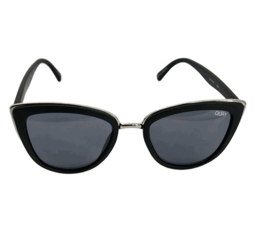 Quay Australia My Girl 126 Cat Eye Sunglasses Black Frame Smoke Lens Womens